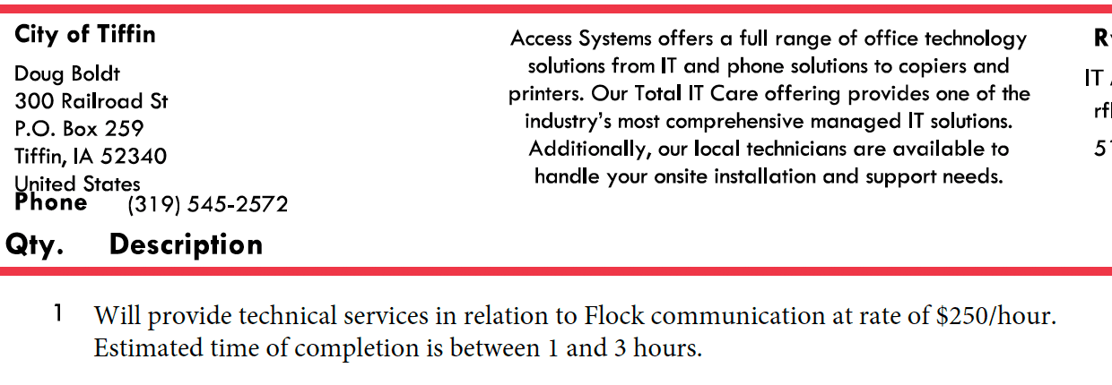 Quote from Access Systems