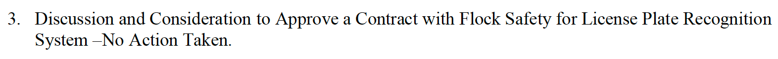 Tiffin meeting minutes showing Flock item was discussed