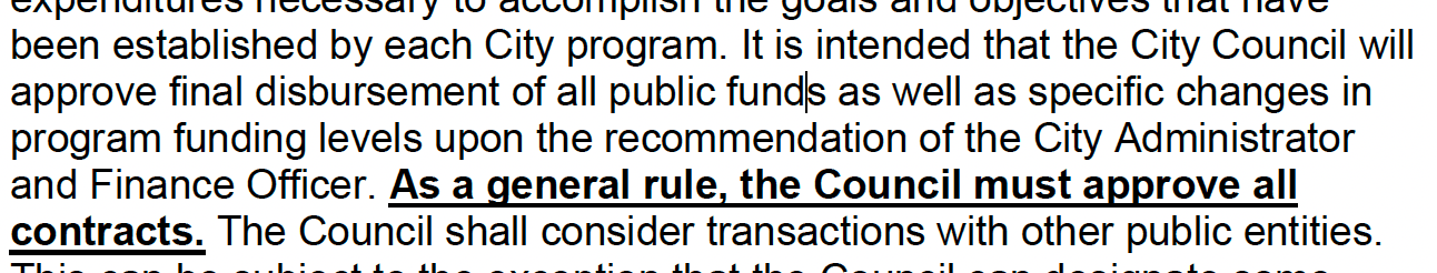 Purchase Policy council approval requirement
