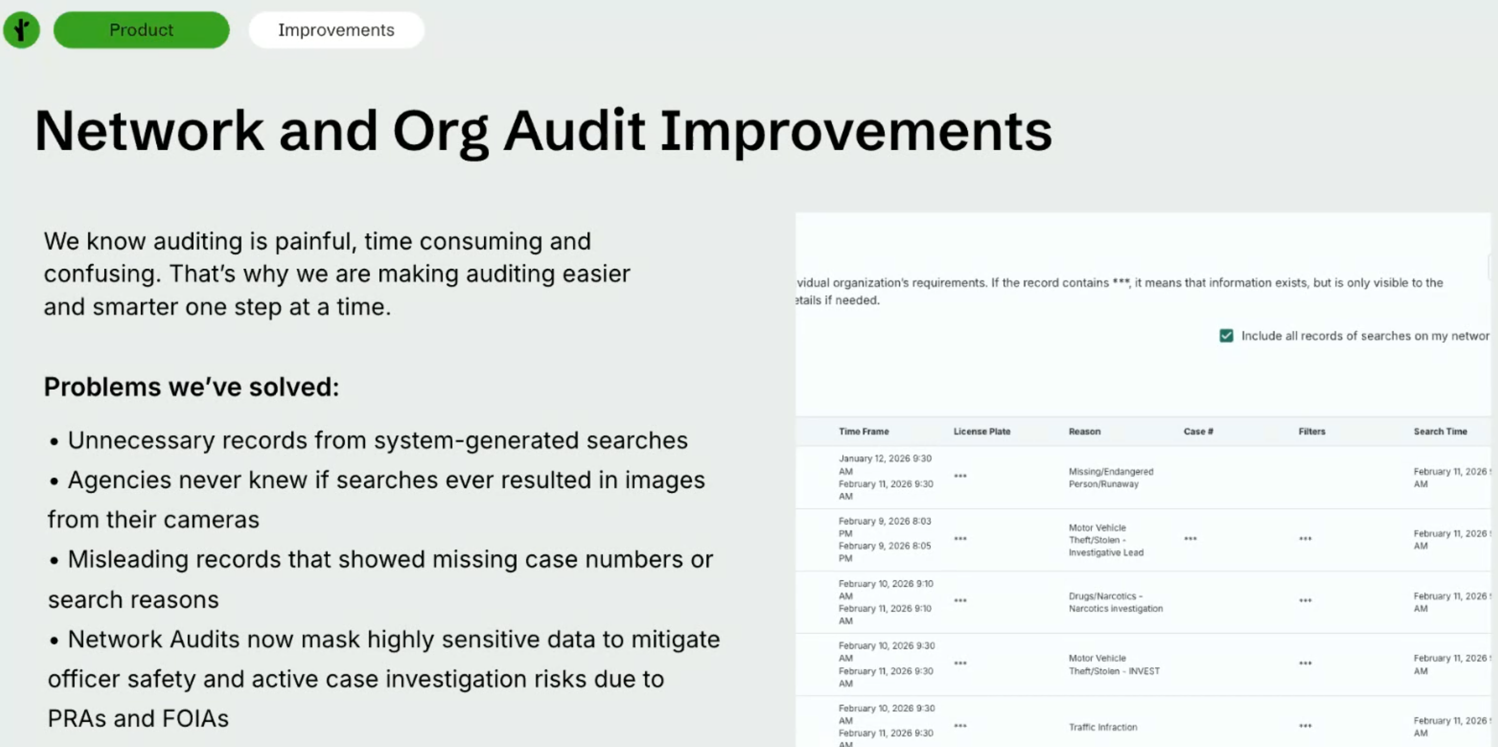 Slide showing filtering of audit logs