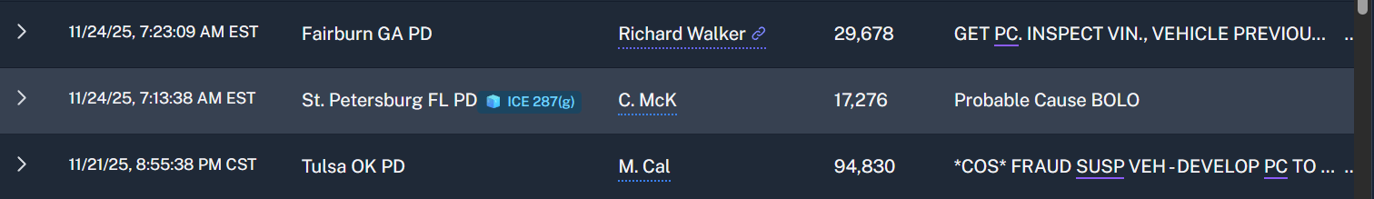 Report view with ICE badge