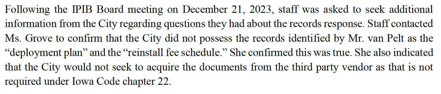 No possession of deployment plan or reinstall fee schedule