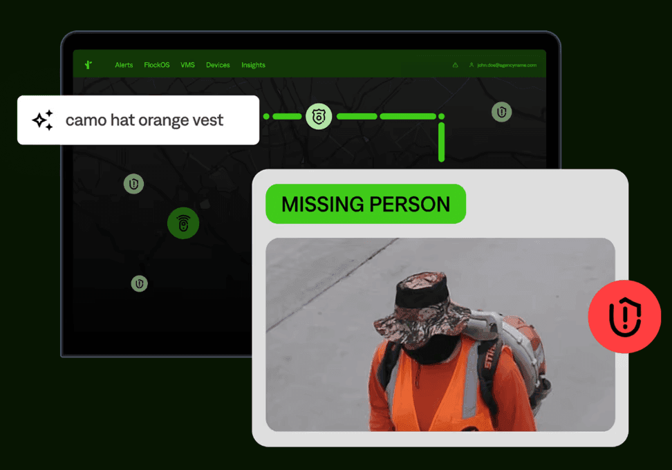 Missing person in hi-vis vest carrying leafblower