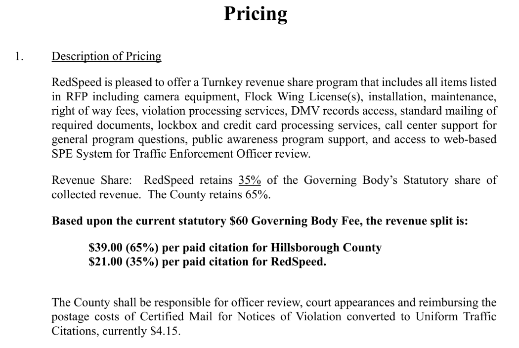 RedSpeed pricing page — "Flock Wing License(s)"