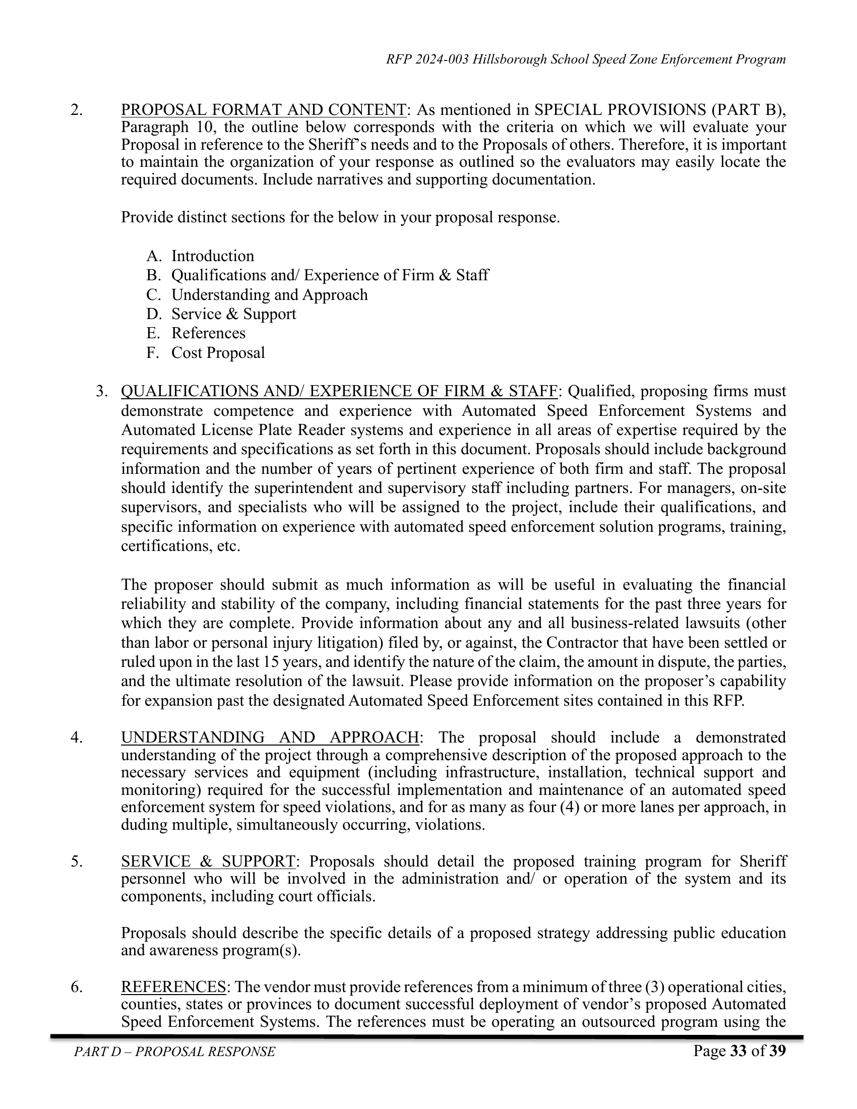 RFP Part D — ALPR requirement