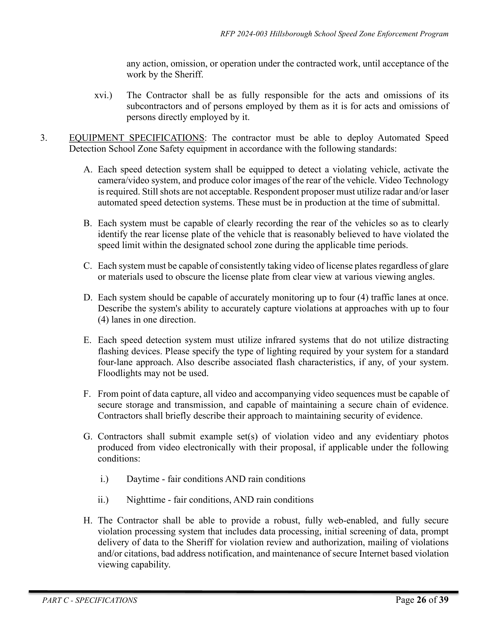 RFP Part C — Video required, stills not acceptable