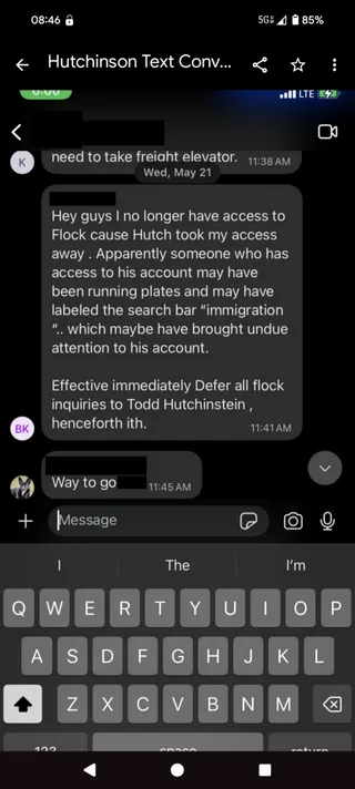 Flock account sharing text messages