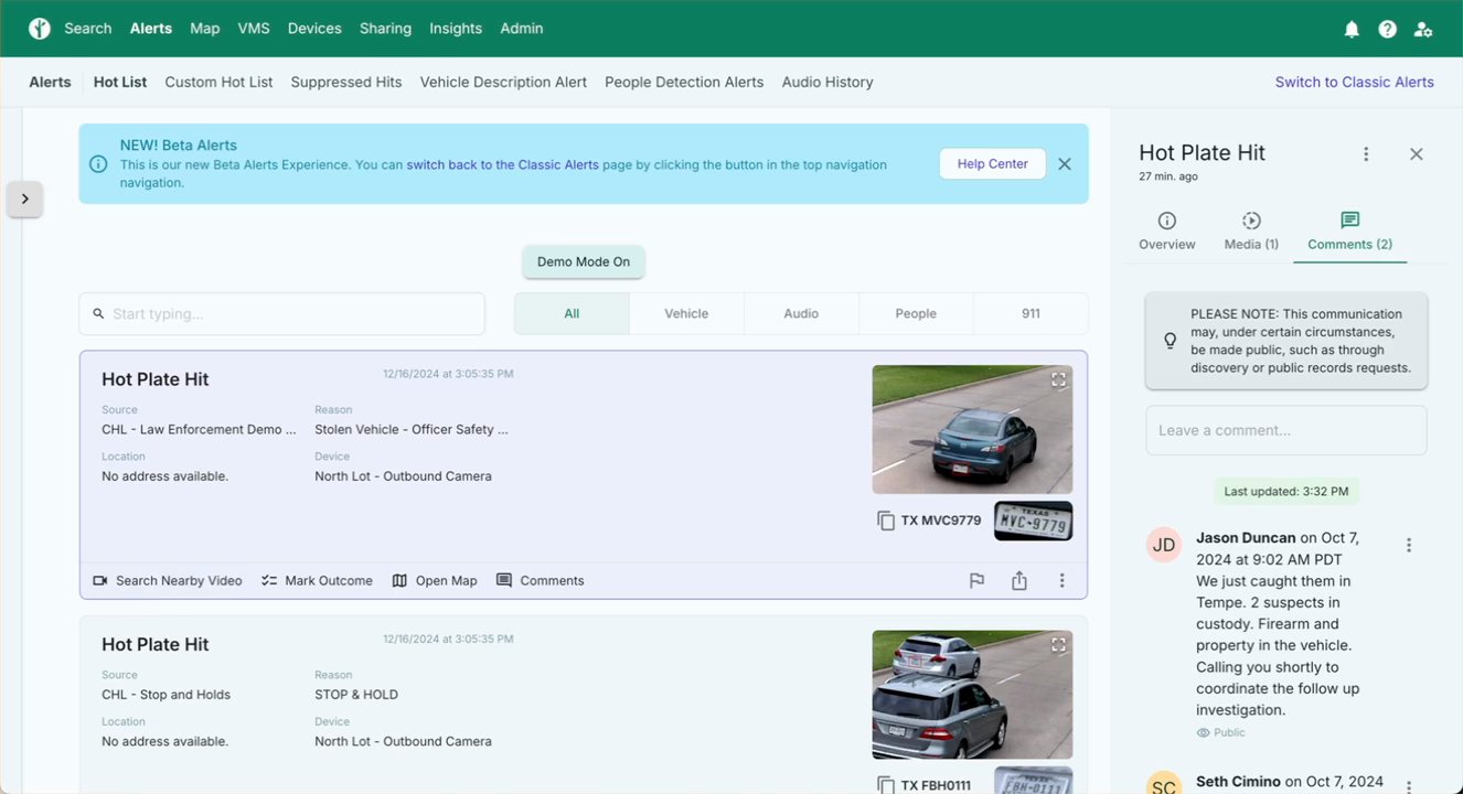Hotlist tool showing comment section